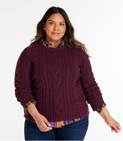Women's Double L® Cable Sweater, Crewneck - L.L.Bean Everyday