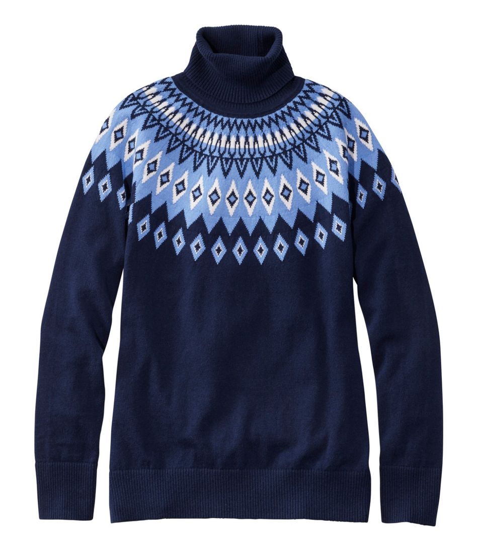 Women's Cotton/Cashmere Sweater, Turtleneck Fair Isle - L.L.Bean Quality