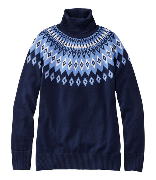 Women's Cotton/Cashmere Sweater, Turtleneck Fair Isle - L.L.Bean Quality