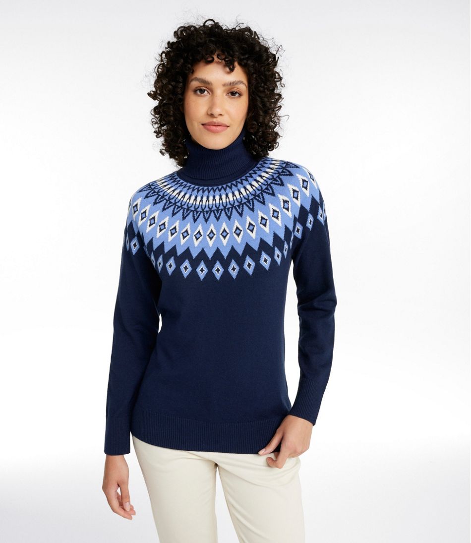 Women's Cotton/Cashmere Sweater, Turtleneck Fair Isle - L.L.Bean Quality