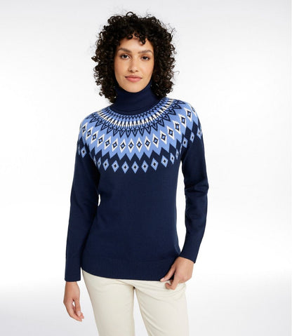 Women's Cotton/Cashmere Sweater, Turtleneck Fair Isle - L.L.Bean Quality