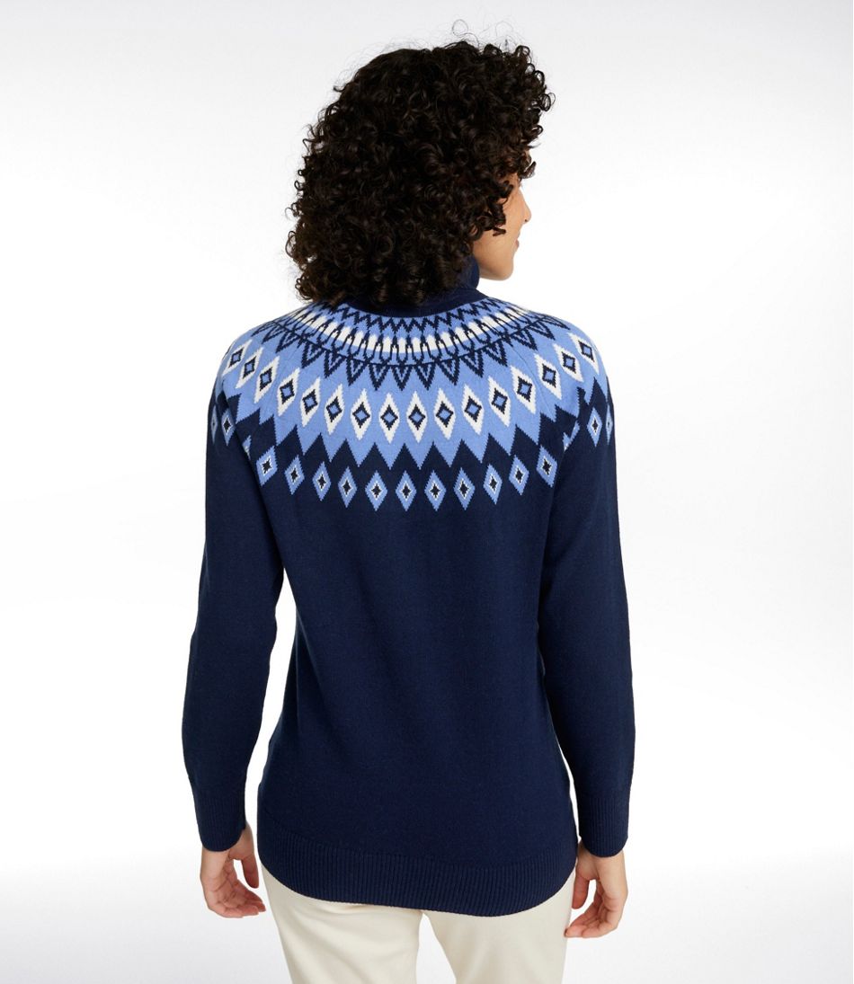 Women's Cotton/Cashmere Sweater, Turtleneck Fair Isle - L.L.Bean Quality