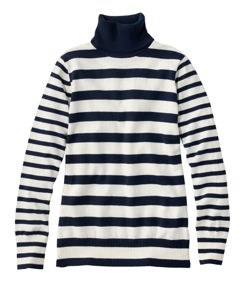 Women's Cotton/Cashmere Sweater, Turtleneck Stripe - L.L.Bean Customer Favorite