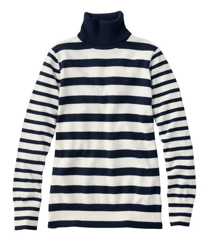 Women's Cotton/Cashmere Sweater, Turtleneck Stripe - L.L.Bean Customer Favorite