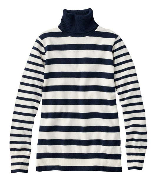 Women's Cotton/Cashmere Sweater, Turtleneck Stripe - L.L.Bean Customer Favorite