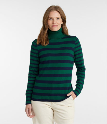 Women's Cotton/Cashmere Sweater, Turtleneck Stripe - L.L.Bean Customer Favorite