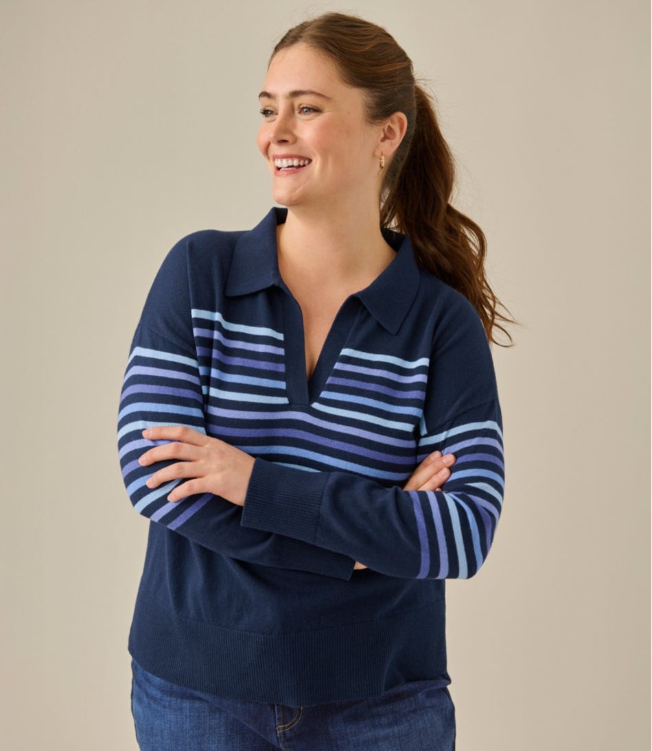 Women's Cotton/Cashmere Sweater, Polo Stripe - L.L.Bean Top Pick