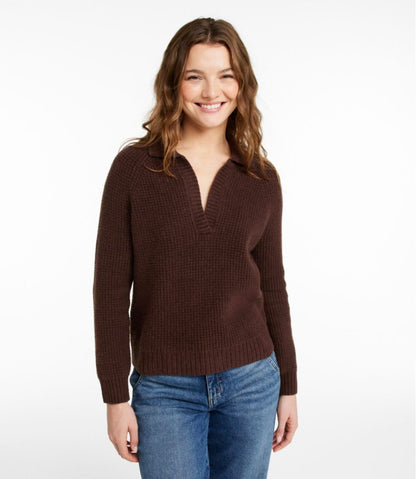 Women's SuperSoft Waffle Sweater, Polo - L.L.Bean Premium