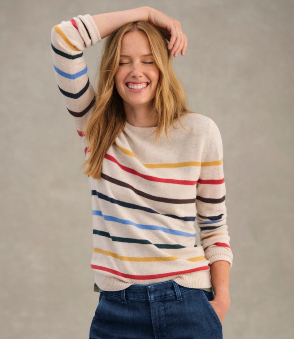 Women's Classic Cashmere Sweater, Crewneck Stripe - L.L.Bean Trending