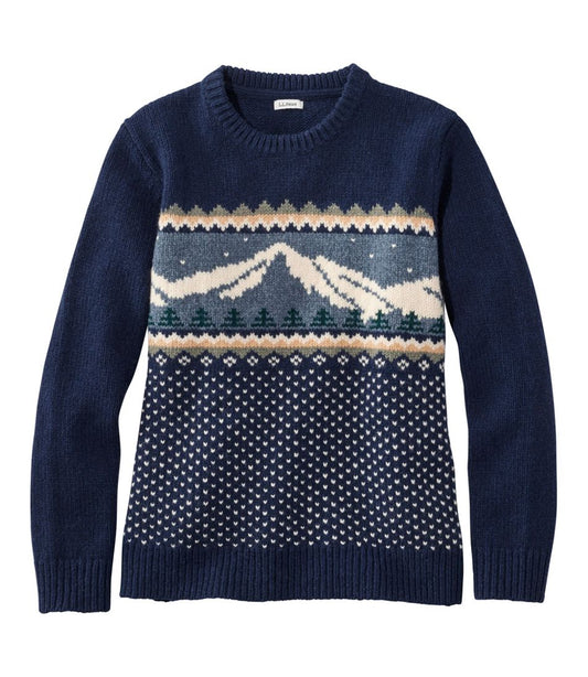 Women's Bean's Classic Ragg Wool Crewneck Intarsia Sweater - L.L.Bean Best Seller