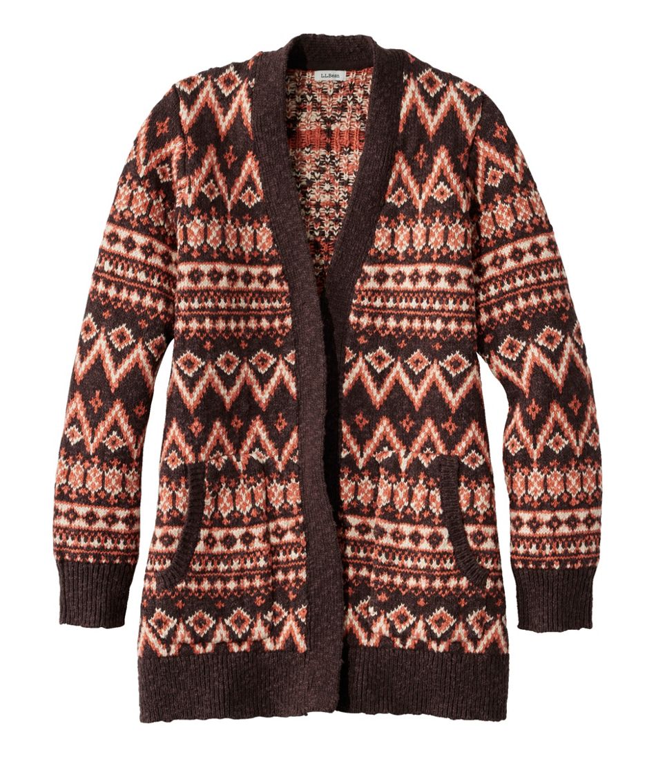 Women's Cotton Ragg Sweater, Open Cardigan Fair Isle - L.L.Bean Classic