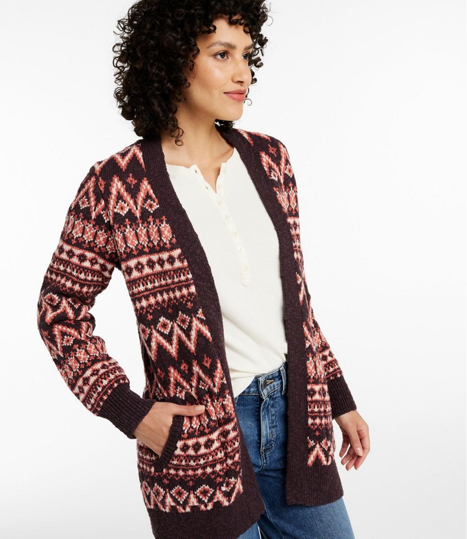 Women's Cotton Ragg Sweater, Open Cardigan Fair Isle - L.L.Bean Classic