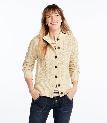 Women's Signature Cotton Fisherman Sweater, Short Cardigan - L.L.Bean Everyday