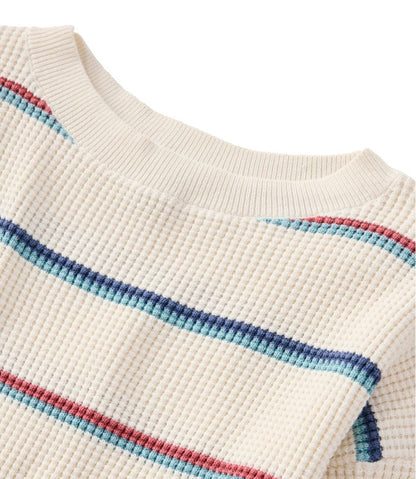 Women's Sunwashed Waffle Sweater, Pullover Stripe - L.L.Bean Great Value
