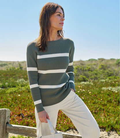 Women's Sunwashed Waffle Sweater, Pullover Stripe - L.L.Bean Great Value