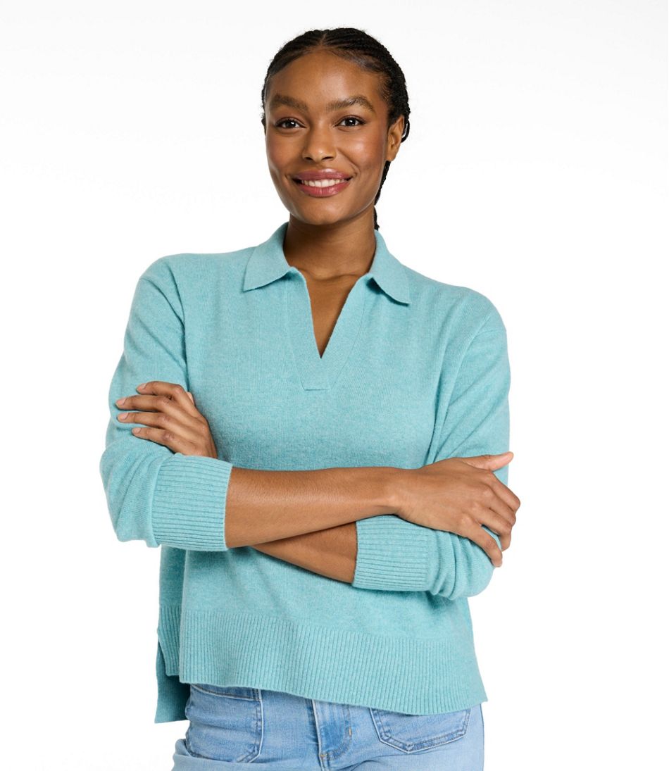 Women's Classic Cashmere Sweater, Relaxed Polo - L.L.Bean Latest