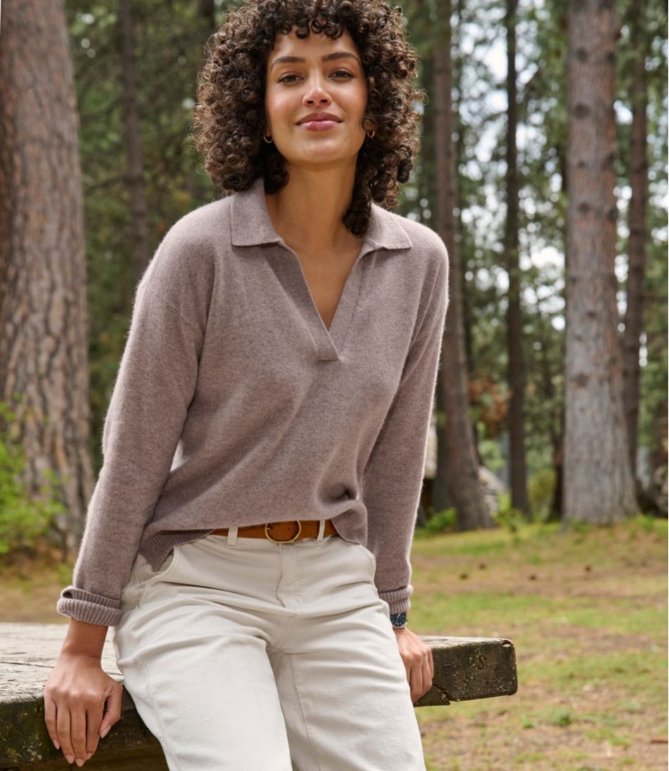Women's Classic Cashmere Sweater, Relaxed Polo - L.L.Bean Latest