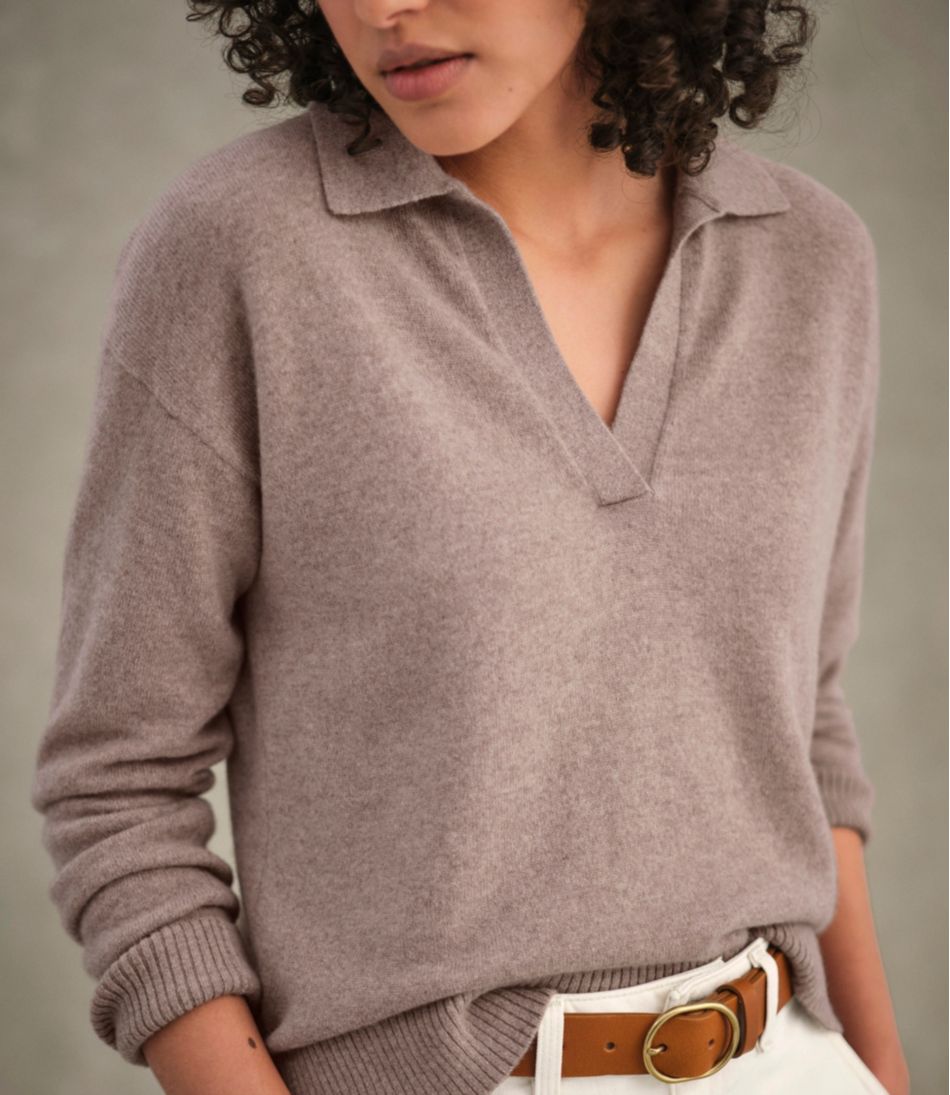 Women's Classic Cashmere Sweater, Relaxed Polo - L.L.Bean Latest