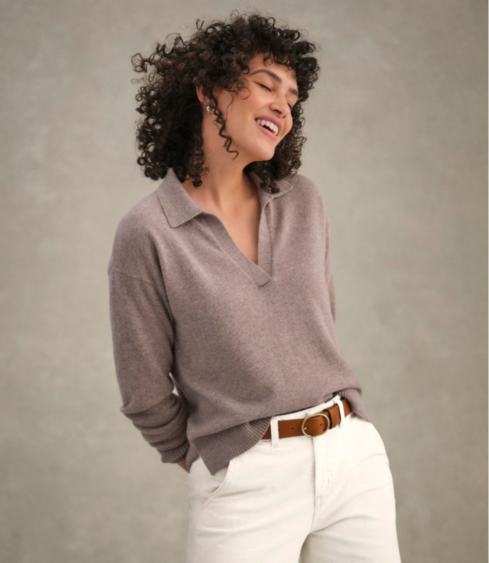 Women's Classic Cashmere Sweater, Relaxed Polo - L.L.Bean Latest