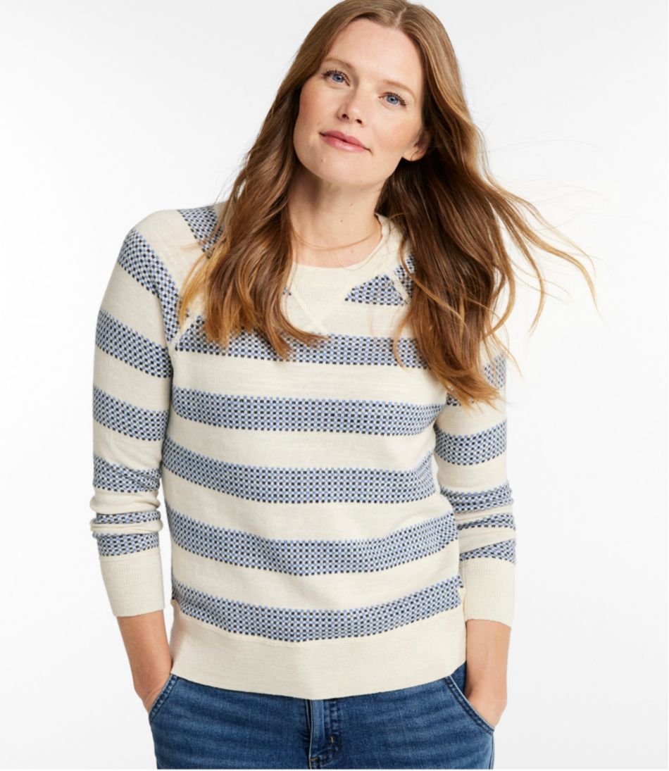 Women's Organic Cotton Slub Sweater, Crewneck Stripe - L.L.Bean Customer Favorite