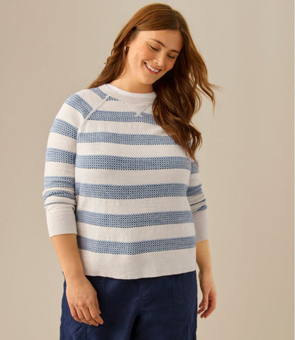 Women's Organic Cotton Slub Sweater, Crewneck Stripe - L.L.Bean Customer Favorite