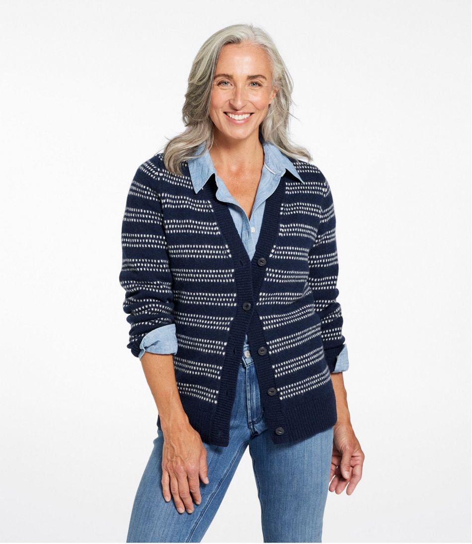 Women's Bean's Classic Ragg Wool Sweater, Button-Front Cardigan Novelty - L.L.Bean Trending