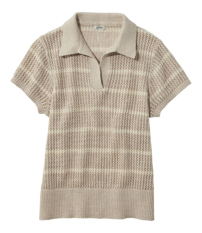 Women's Organic Cotton Slub Pointelle Sweater, Polo - L.L.Bean Classic