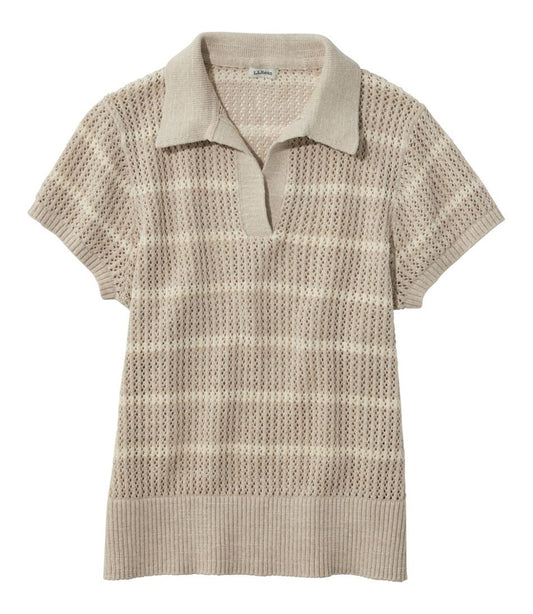 Women's Organic Cotton Slub Pointelle Sweater, Polo - L.L.Bean Classic