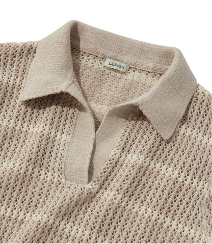 Women's Organic Cotton Slub Pointelle Sweater, Polo - L.L.Bean Classic