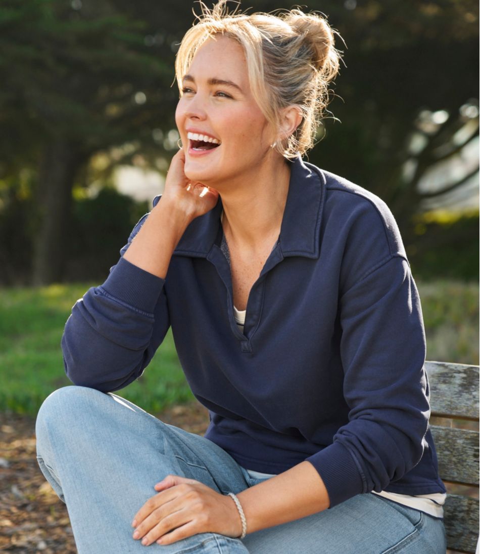 Women's Sunwashed Sweats, Splitneck Polo - L.L.Bean Trending