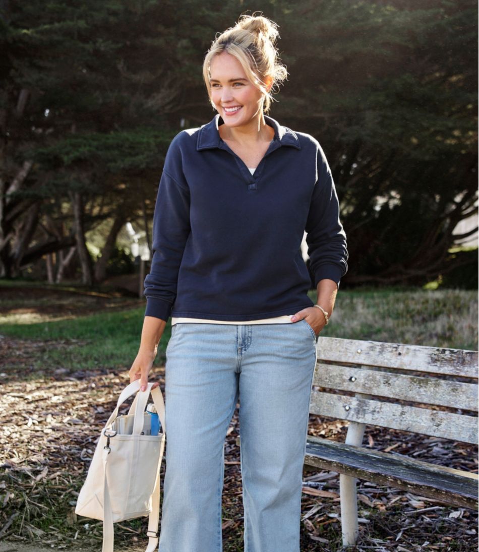 Women's Sunwashed Sweats, Splitneck Polo - L.L.Bean Trending
