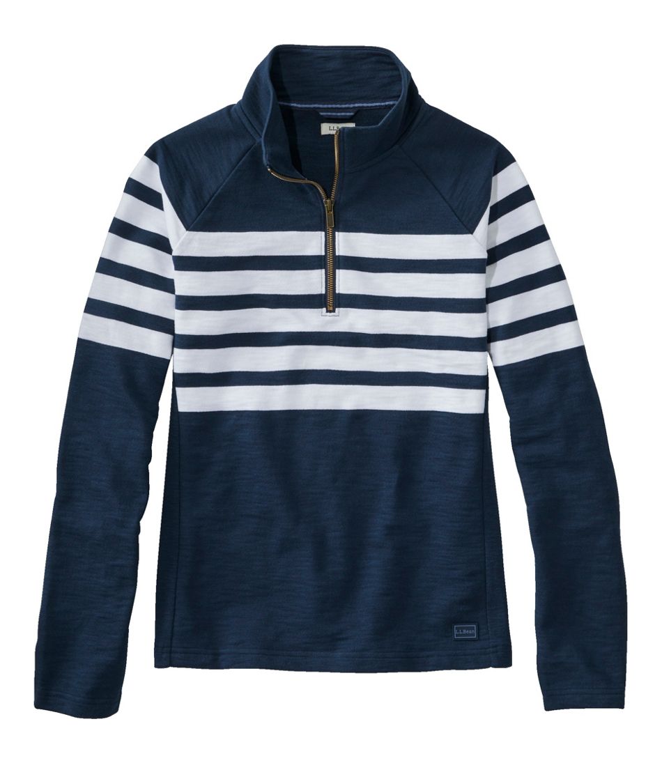 Women's Peaks Island Quarter-Zip Pullover, Stripe - L.L.Bean Signature