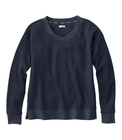Women's Birchwood Brushed Waffle Top, V-Neck - L.L.Bean Value