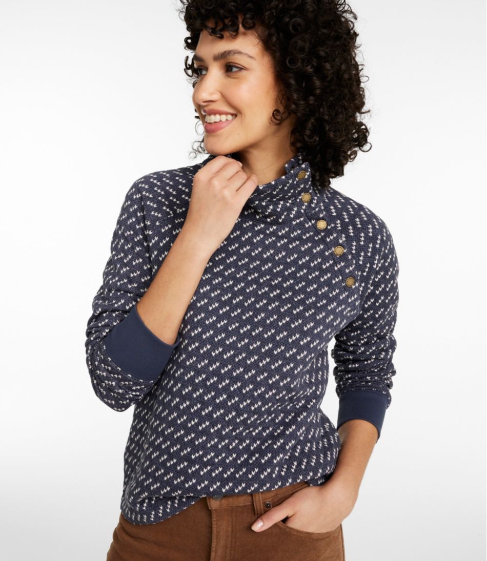 Women's Quilted Sweatshirt, Snapneck Pullover Print - L.L.Bean New