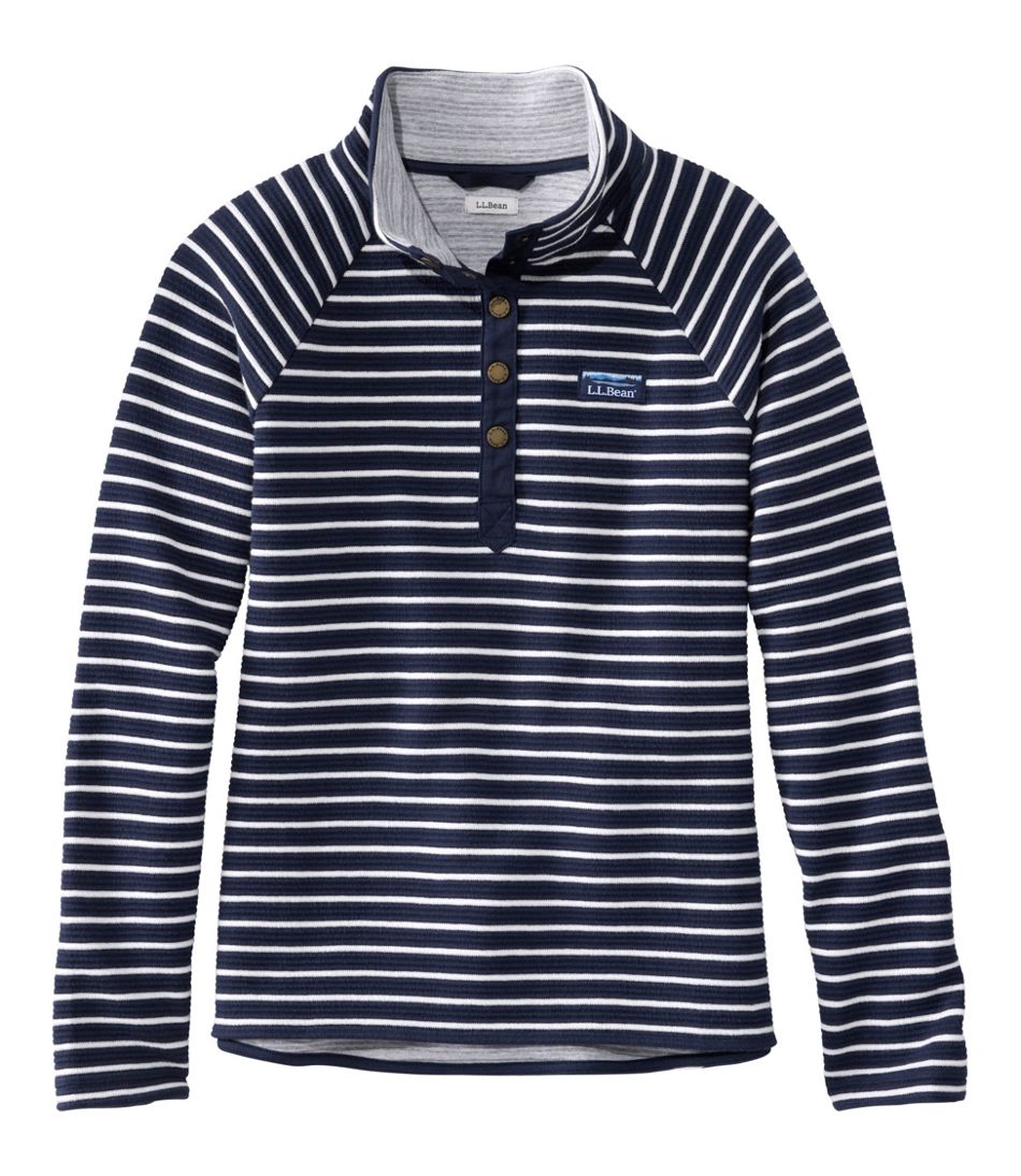Women's Lakewashed Double-Knit Quarter-Snap, Stripe - L.L.Bean Top Pick