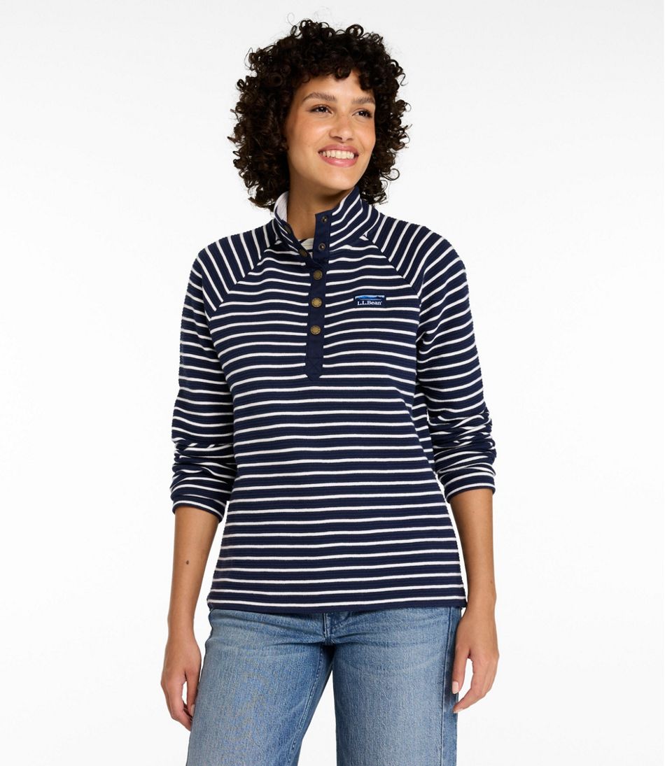Women's Lakewashed Double-Knit Quarter-Snap, Stripe - L.L.Bean Top Pick