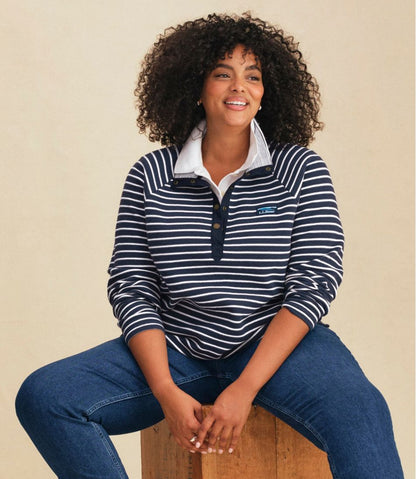 Women's Lakewashed Double-Knit Quarter-Snap, Stripe - L.L.Bean Top Pick