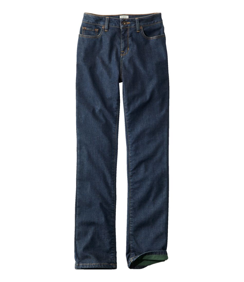 Women's True Shape Jeans, High-Rise Straight-Leg Fleece-Lined - L.L.Bean Everyday
