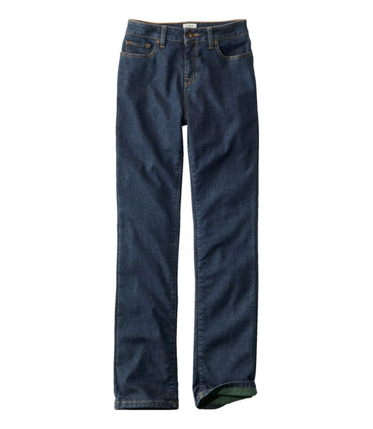Women's True Shape Jeans, High-Rise Straight-Leg Fleece-Lined - L.L.Bean Everyday