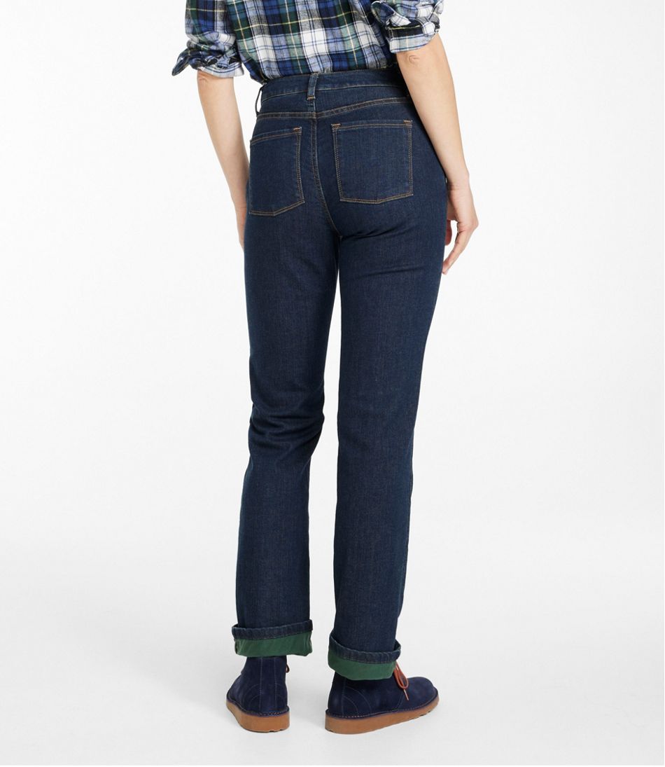 Women's True Shape Jeans, High-Rise Straight-Leg Fleece-Lined - L.L.Bean Everyday