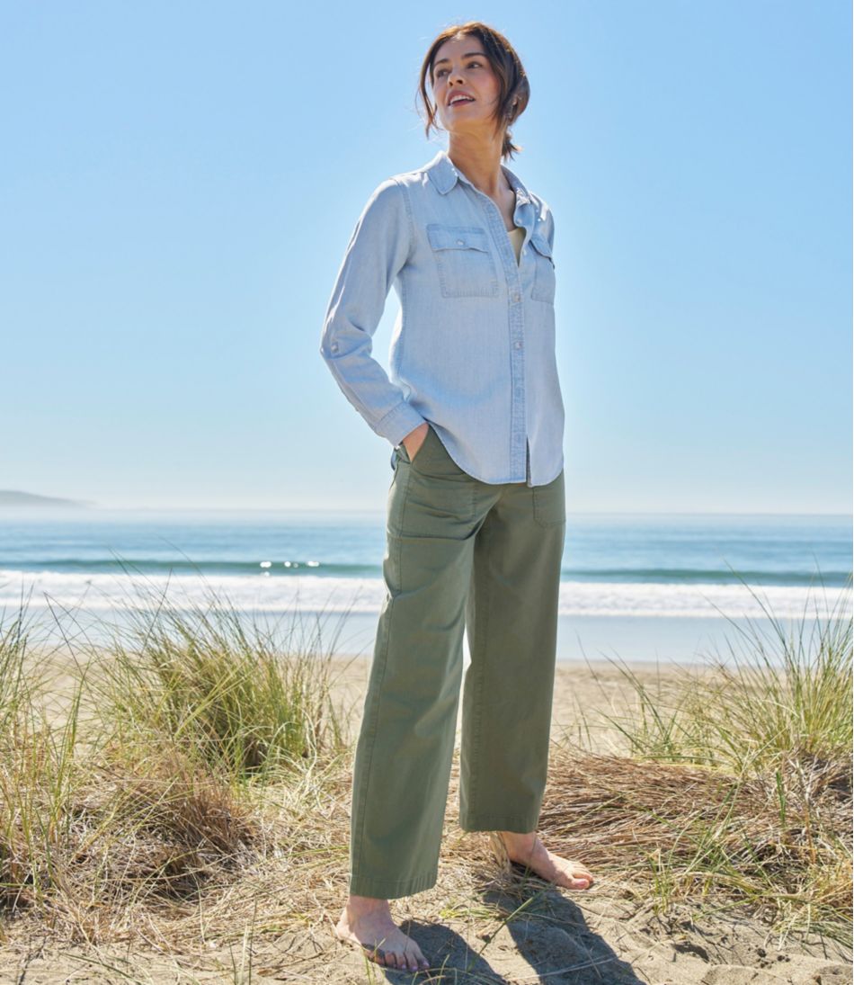 Women's 207 Vintage Cotton Canvas Pants, High-Rise Wide-Leg - L.L.Bean Essential