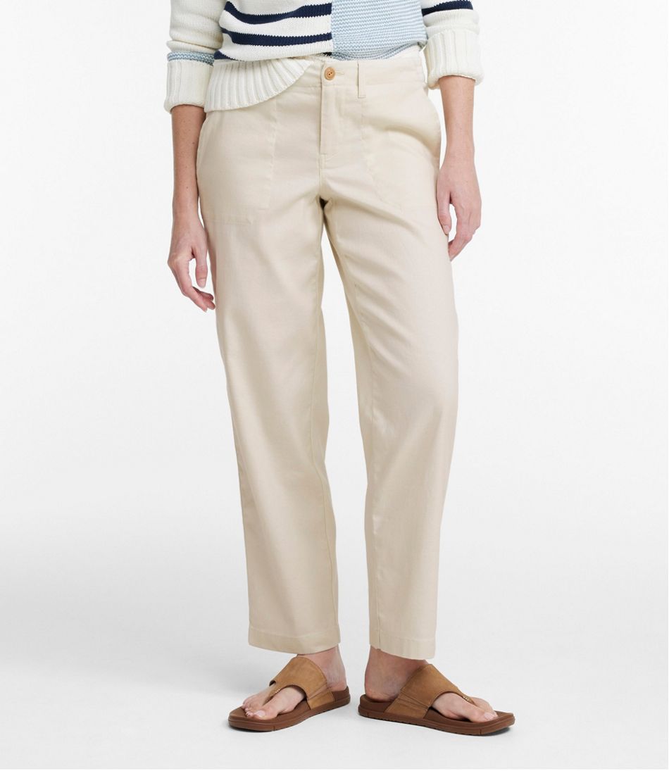 Women's Comfort Stretch Cotton/Linen Pants, High-Rise Ankle - L.L.Bean Value