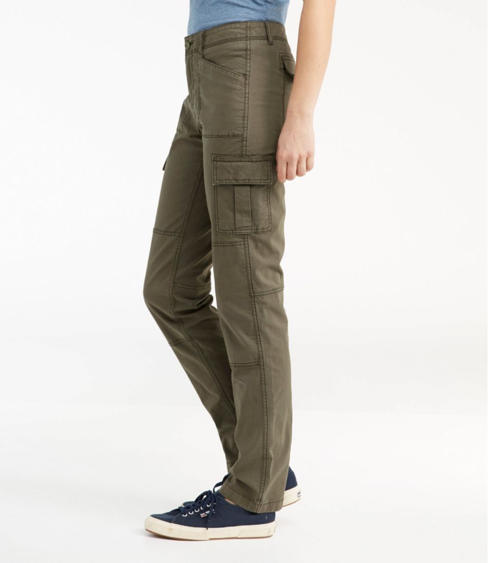 Women's Stretch Canvas Cargo Pants, Mid-Rise Straight-Leg - L.L.Bean Premium