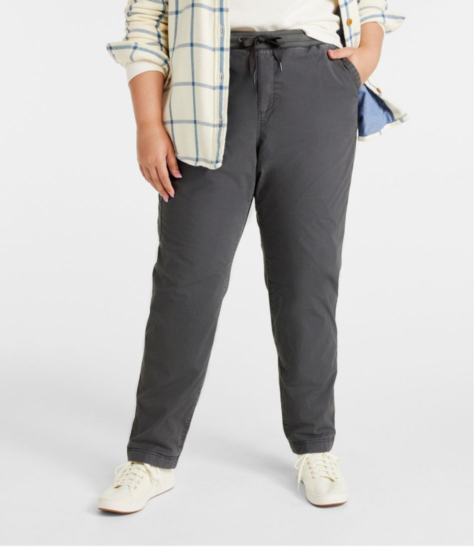 Women's Stretch Ripstop Pull-On Pants, Slim-Leg Fleece-Lined - L.L.Bean Exclusive