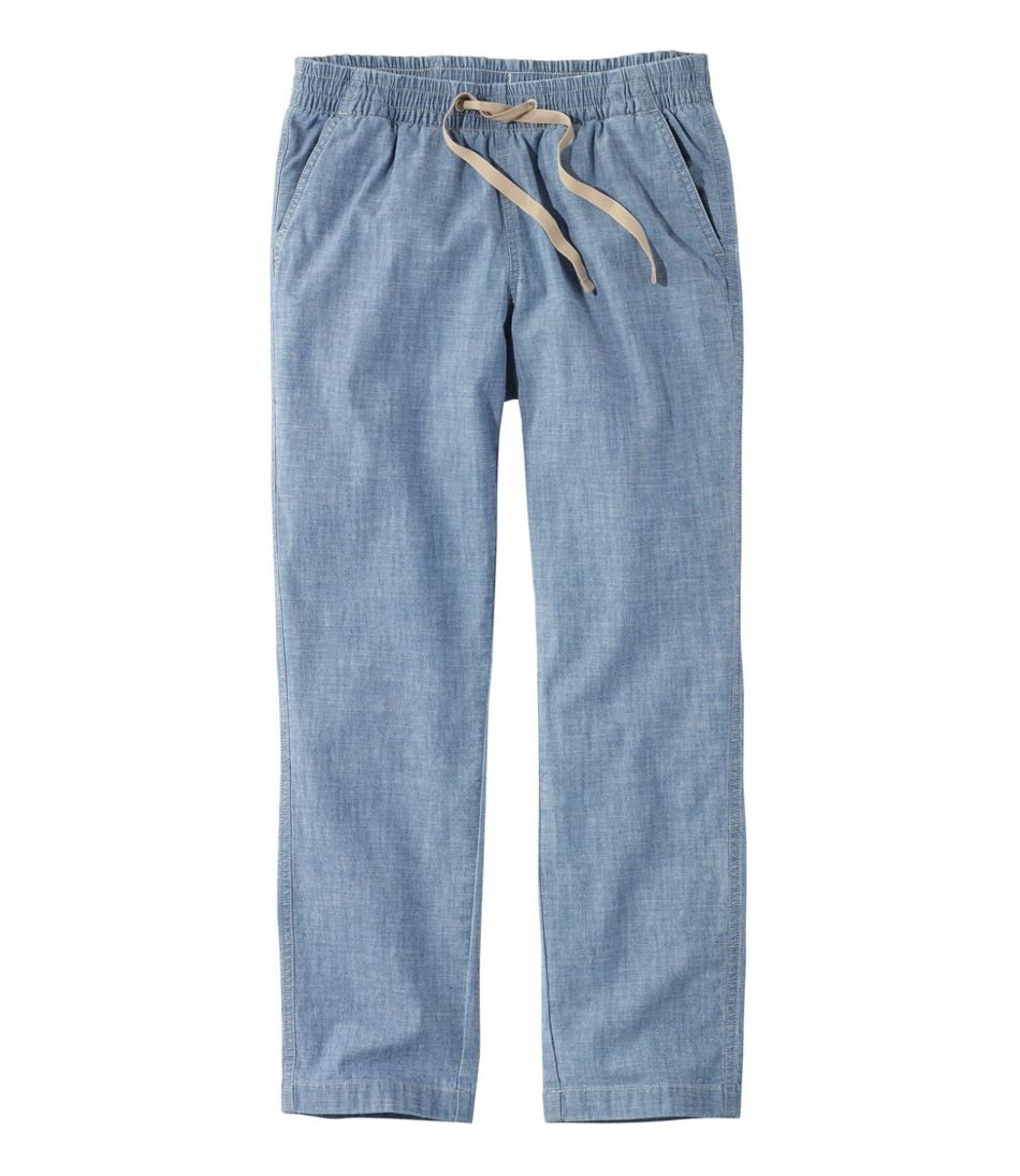 Women's Lakewashed Pull-On Chinos, Mid-Rise Chambray Ankle Pants - L.L.Bean Classic