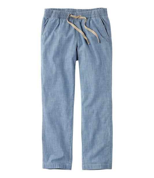 Women's Lakewashed Pull-On Chinos, Mid-Rise Chambray Ankle Pants - L.L.Bean Classic