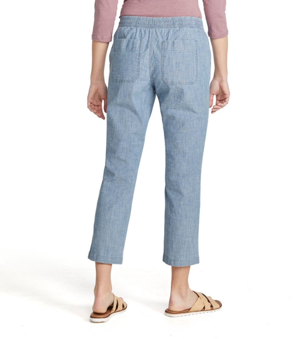 Women's Lakewashed Pull-On Chinos, Mid-Rise Chambray Ankle Pants - L.L.Bean Classic