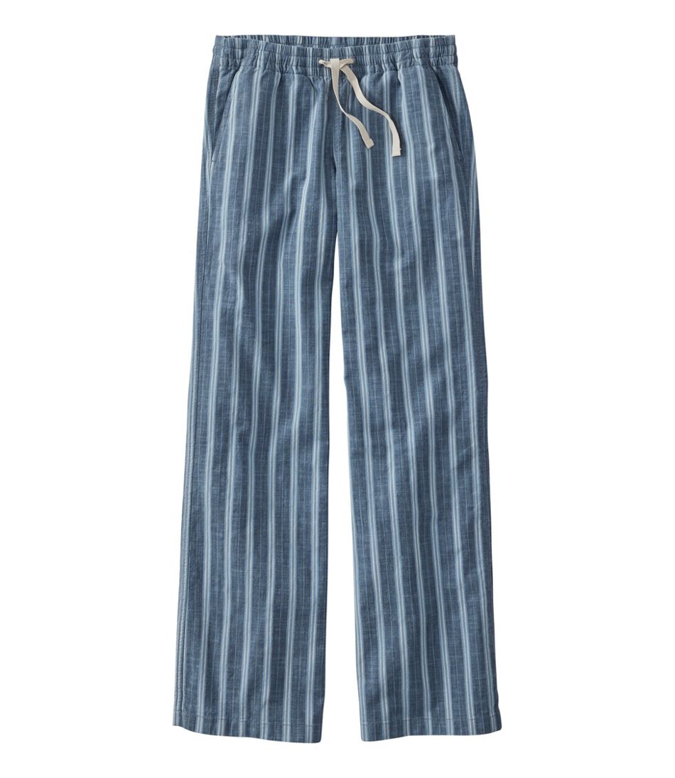 Women's Lakewashed Pull-On Chinos, Mid-Rise Wide-Leg Stripe Chambray - L.L.Bean Essential
