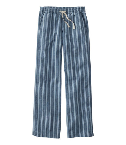 Women's Lakewashed Pull-On Chinos, Mid-Rise Wide-Leg Stripe Chambray - L.L.Bean Essential