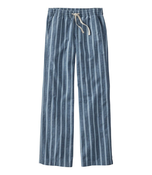 Women's Lakewashed Pull-On Chinos, Mid-Rise Wide-Leg Stripe Chambray - L.L.Bean Essential